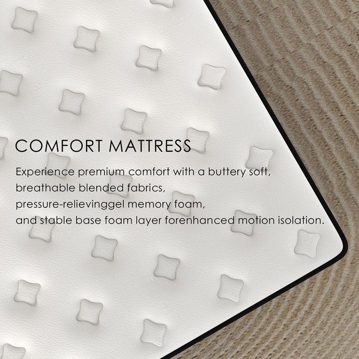 Yilicy 12 inch Queen Adult Mattress with Pocket Spring Hybrid Memory Foam Medium Firm Mattress