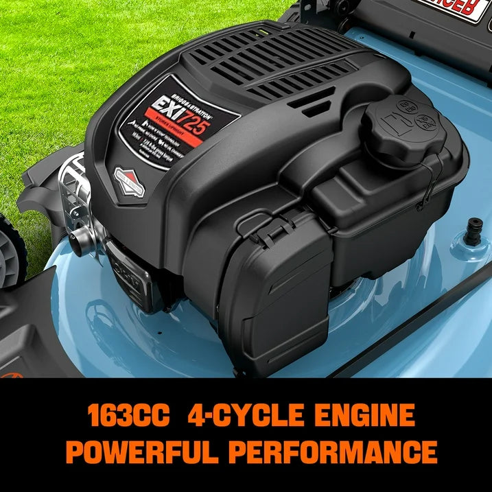 SENIX 22 Self Propelled Gas Lawn Mower Variable Speed, 163 cc 4 Cycle Made in USA Briggs & Stratton Engine Push Mower, 3 In 1, 6 Position 1 Step Height Adjustment, 11 In Rear Wheels, LSSG H2