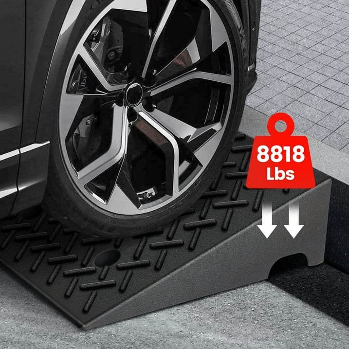KROAK Rubber Car Curb Ramps,6 Rise Height Heavy Duty 8818lbs Capacity Threshold Ramps,Portable Driveway Ramps for Cars Wheelchairs Scooter Lawn Mower,2 Pack