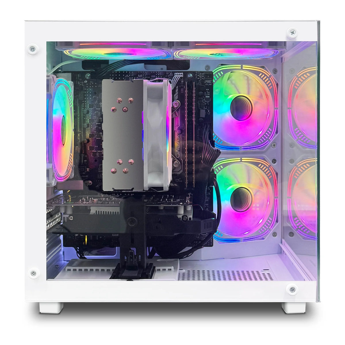 Suevery AMD Ryzen 5 5600 + Radeon RX 6500 Gaming PC with B450 Motherboard, 16GB DDR4 3200MHz, 1TB NVMe SSD, WiFi 6, 400W PSU, and RGB Lighting