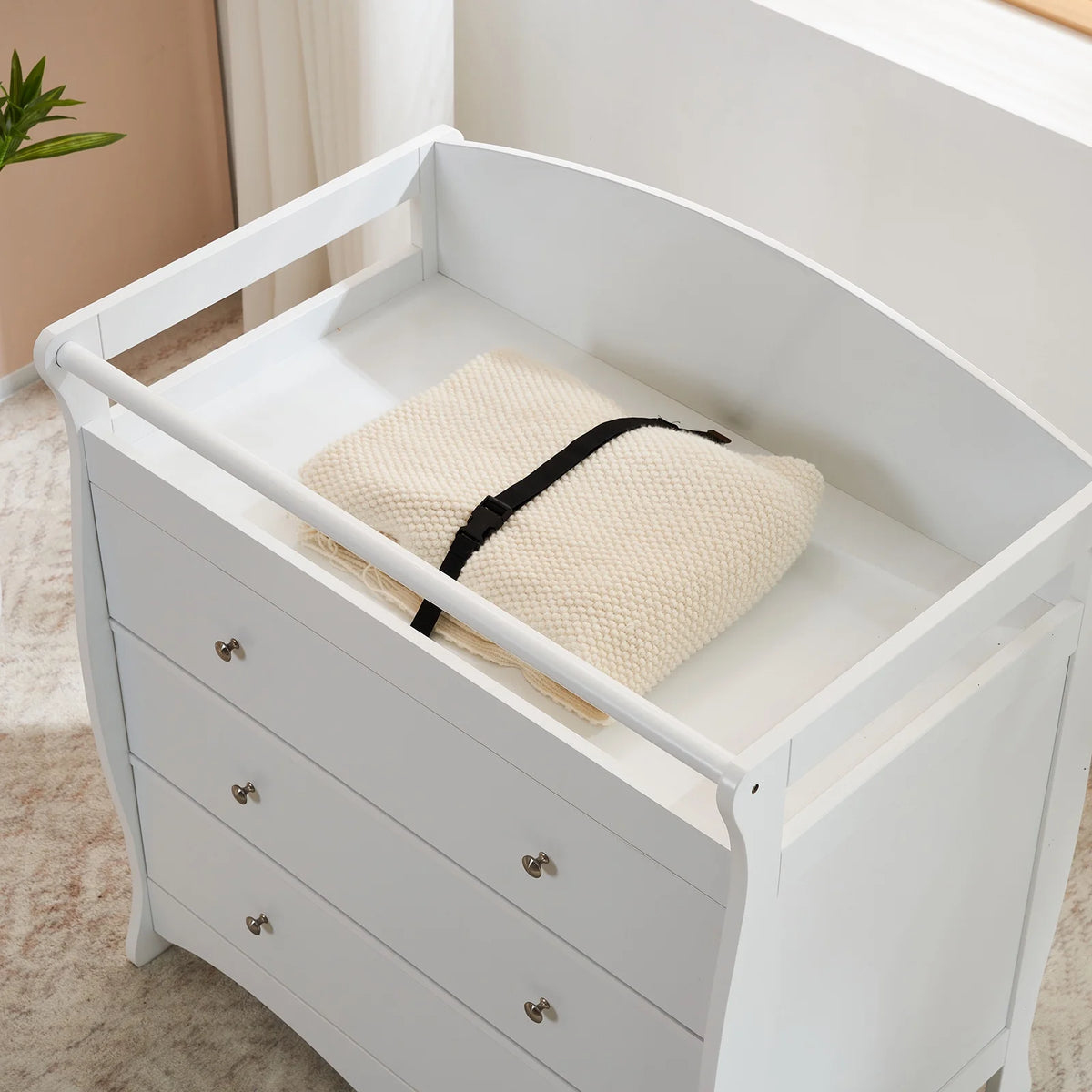 Sesslife Infant Changing Station with 3 Drawers, Baby Dresser With Changing Table Top for Nursery, Easy Assembly (White)
