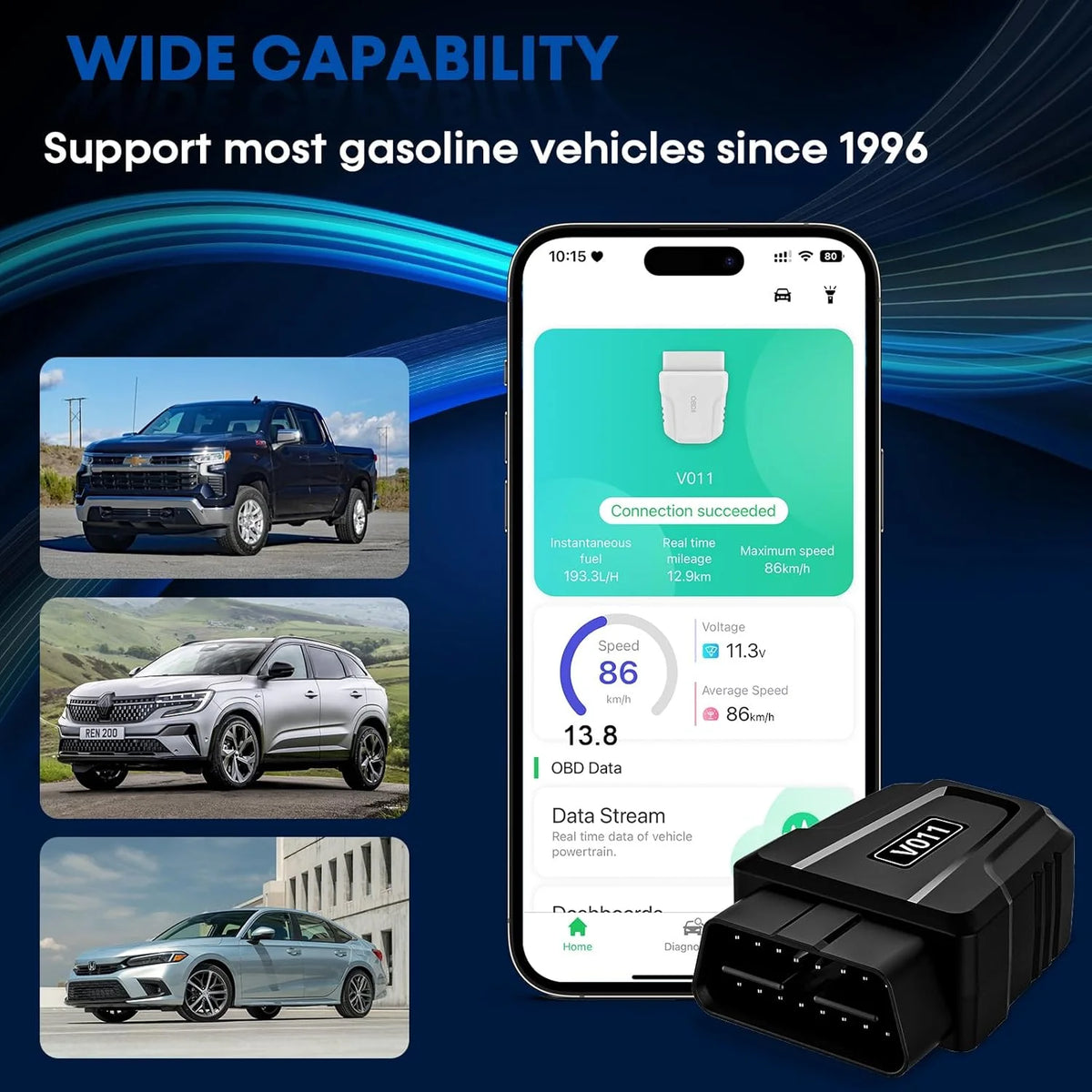 CICPAP OBD2 Scanner Bluetooth, Car Code Readers & Scan Tools for iOS & Android, Wireless Auto Diagnostic Scan Tool to Check Engine & Fix All Cars & Vehicles, Bluetooth 5.4