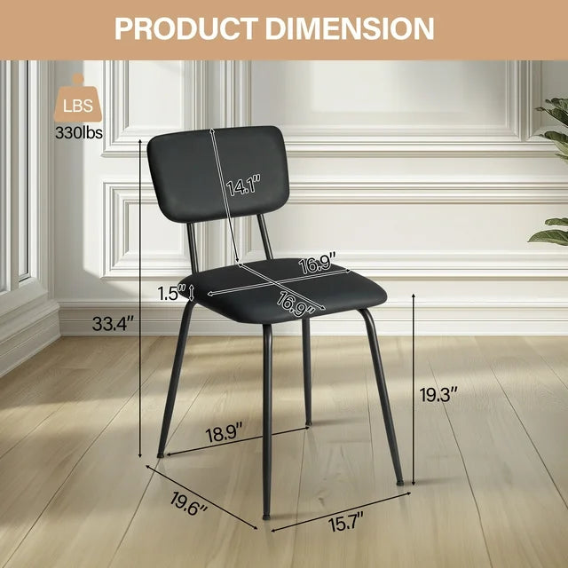 Ktaxon Dining Chairs Set of 4 Modern PU Padded Kitchen Side Chairs, Armless Accent Chairs Reading Chair Bar Office Chair with Metal Legs Black