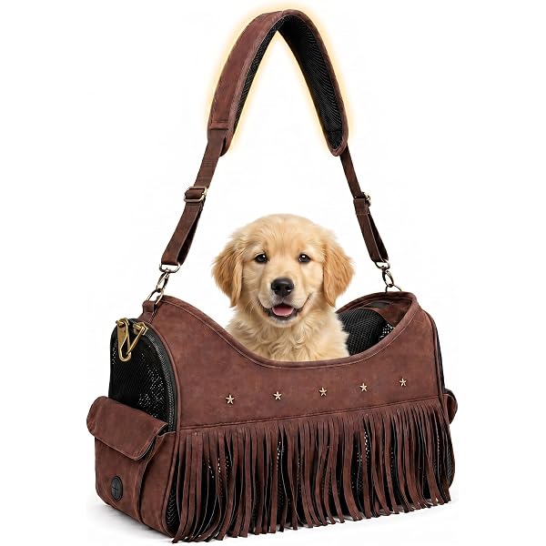 Vintage Pet Carrier Purse for Small Dogs and Cats, Cat Carrier Bag with Upgraded Zipper and Adjustable Shoulder Strap, Breathable Puppy Carrier Handbag for Travel, Walking, Daily Outings (Brow)