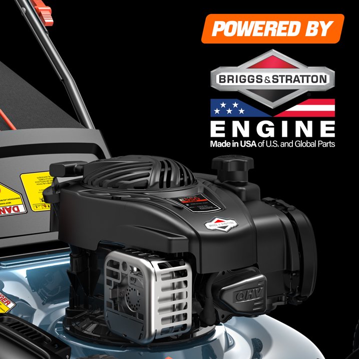 SENI 21 Gas Lawn Mower, 140cc 4 Cycle Made in USA Briggs Stratton Engine Push Mower, 3 In 1, 6 Height Adjustments, 11 Rear Wheels, LSPG M7
