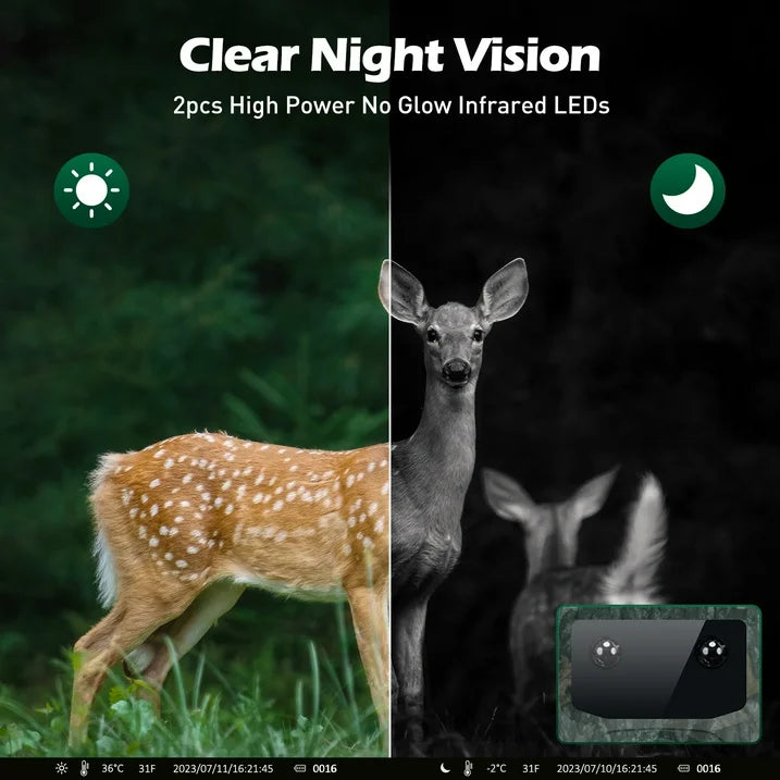 CAMPARK Trail Camera 4K 48MP Game Deer Hunting Camera with Night Vision Waterproof IP66 0.1s Trigger Time Latest Sensor Motion 120° Wide Angel Time-Lapse Trail Cam for Wildlife Monitor 2.0"LCD