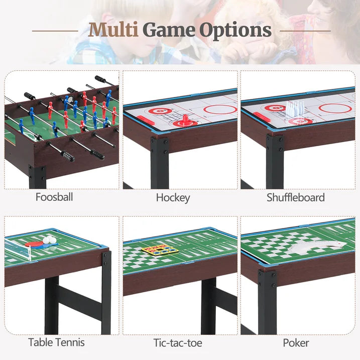 BTMWAY 16 in 1 Multi Game Table, 48 Combo Game Table Set for Game Room, Game Table with Bow, Arrow, Basketball, Football, Hockey, Foosball, Shuffleboard, Ping Pong, Chess, Checkers, Bowling