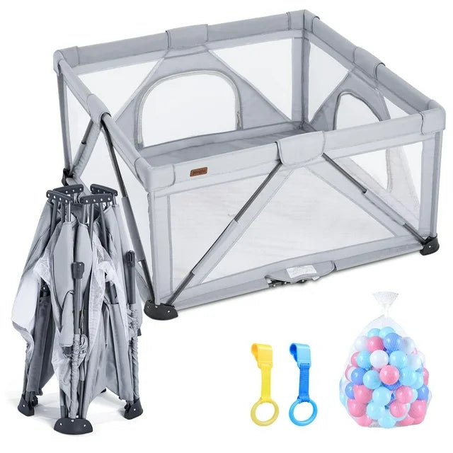 Baby Playpen Foldable, Playard for Babies and Toddlers, Portable Playpen Activity Center for Travel, Indoor & Outdoor