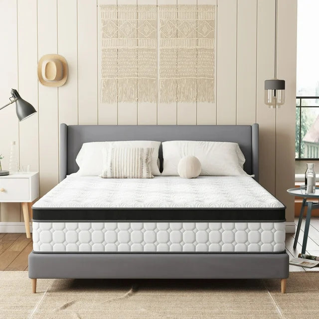 Tvdfgts 12 inch Queen Mattress,Cooling Gel Memory Foam Mattress in a Box,Individual Pocket Spring Hybrid Mattress with Pressure Relief & Motion Isolation,Soft and Comfort,Medium-Firm,CertiPUR-US