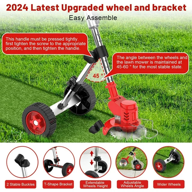Cordless Weed Eaters Electric Grass Trimmer & Edger, Tanbaby 6 inch 3-in-1 Weed Wacker Kit with Upgraded Wheels