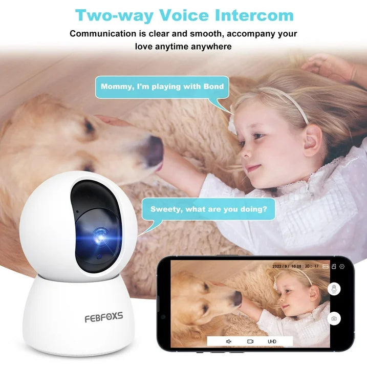 FEBFOXS 2K Baby Monitor Indoor Security Camera for Home Security