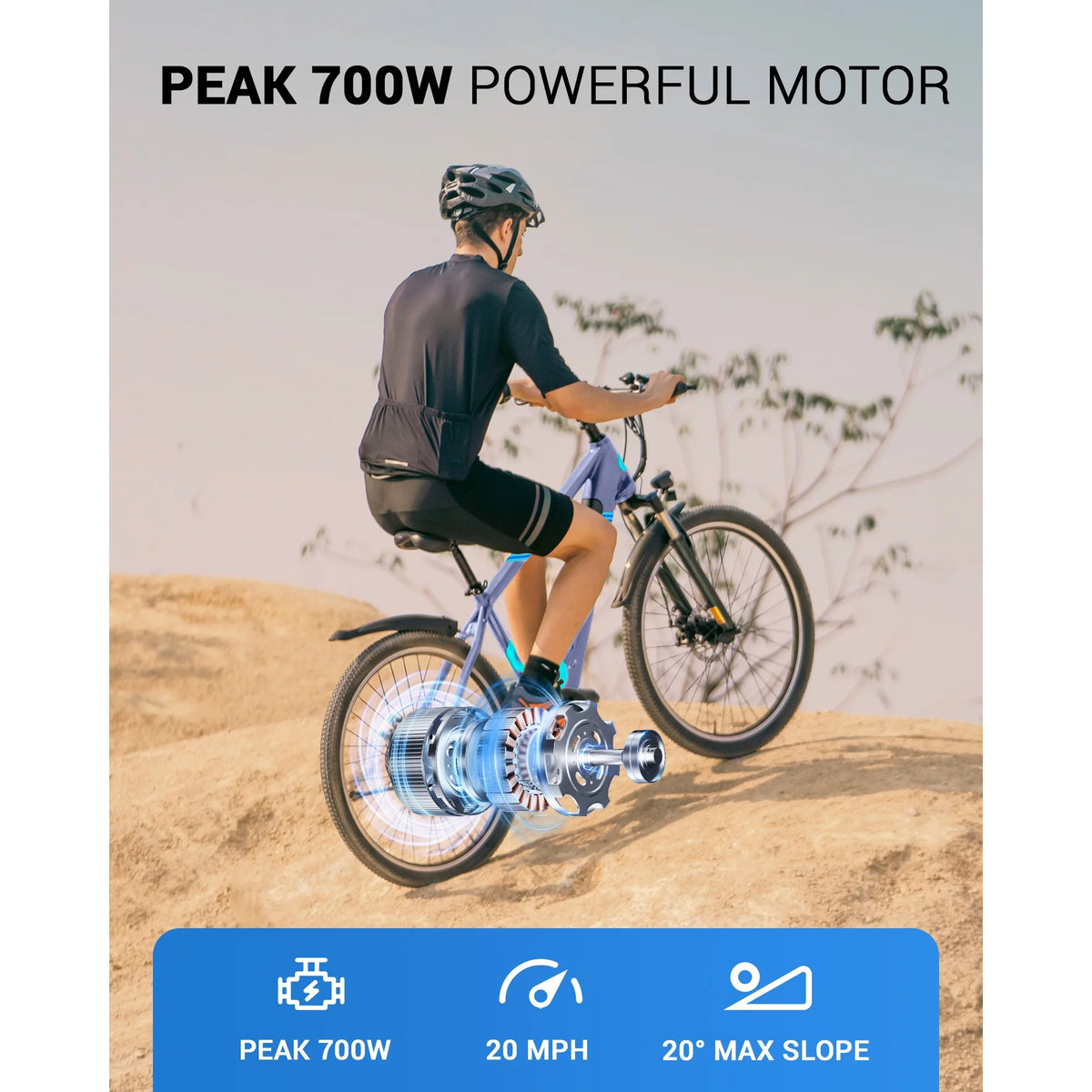 MIHOVER 550W Electric Bike 26 Electric Mountain Bike for Adults, 48V Built-in Hidden Removable Battery, Up to 50 Miles with Shimano 21 Speed City Commuter Bike for Man Woman UL2849