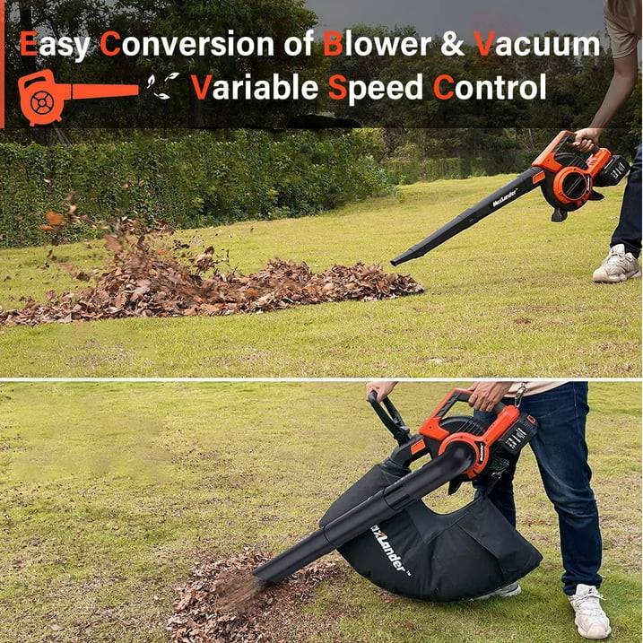MAXLANDER 40V Cordless Leaf Vacuum, Electric Leaf Blower, Mulcher with 2x4.0Ah Lithium Ion Battery