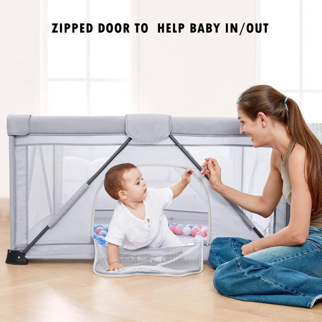 Baby Playpen Foldable, Playard for Babies and Toddlers, Portable Playpen Activity Center for Travel, Indoor & Outdoor