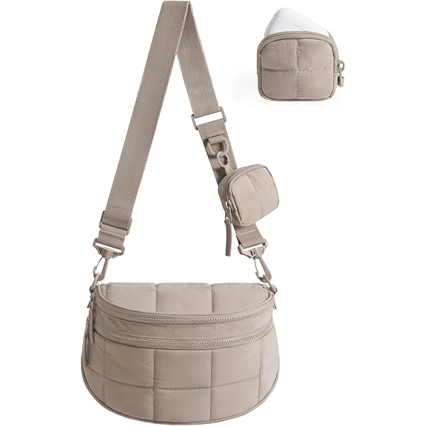 BAGSMART Crossbody Bags for Women, Puffer Cute Bum Bag with Pouch Camel 4.6L