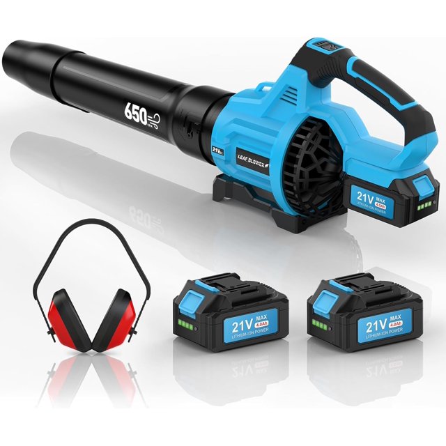 Leaf Blower Cordless,Electric Cordless Leaf Blower with 2 * 4.0Ah Batteries,3 Speed Powerful Blowing Ideal for Lawn Care, Blowing Leaves, Dust, Snow