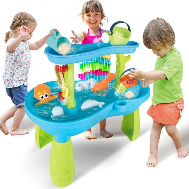 Sand and Water Table for Toddlers, Summer Outside Toys with 19PCS Accessory Set for Kids Boy Girls Aged 1 2 3+