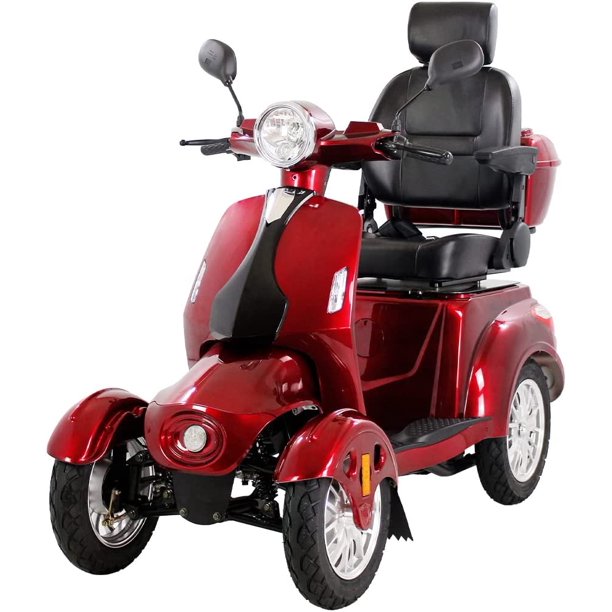 Heavy Duty Mobility Scooters for Seniors & Adults 500lbs Capacity - Electric Powered Wheelchair Device - 800W All Terrain Recreational Mobility Scooter for Travel, Elderly-Full LED Lighting- Red