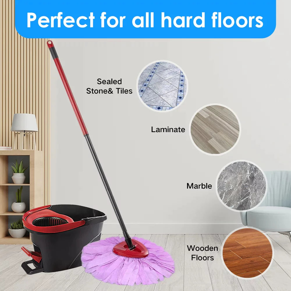 VACUSHOP Microfiber Cloth Mop Replacement Compatible with O-Cedar EasyWring Spin Mop Microfiber Easy Cleaning of Home Floors for 0.8" Diameter Mop Handle,1 base+2 mop