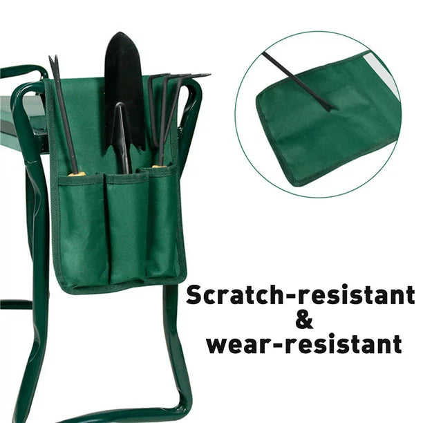 Garden Kneeler Tool Bag, Foldable Portable Gardening Tote Bag, Oxford Waterproof Multifunctio Garden Storage Pouch Organizer for Kneeling Chair and Garden Stool (Green Bag ONLY)