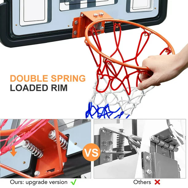 Wall Mount Basketball Hoop, Hoop with 48'' x 33'' Shatter Proof Backboard, Durable Rim and All-Weather Net for Indoor and Outdoor Use
