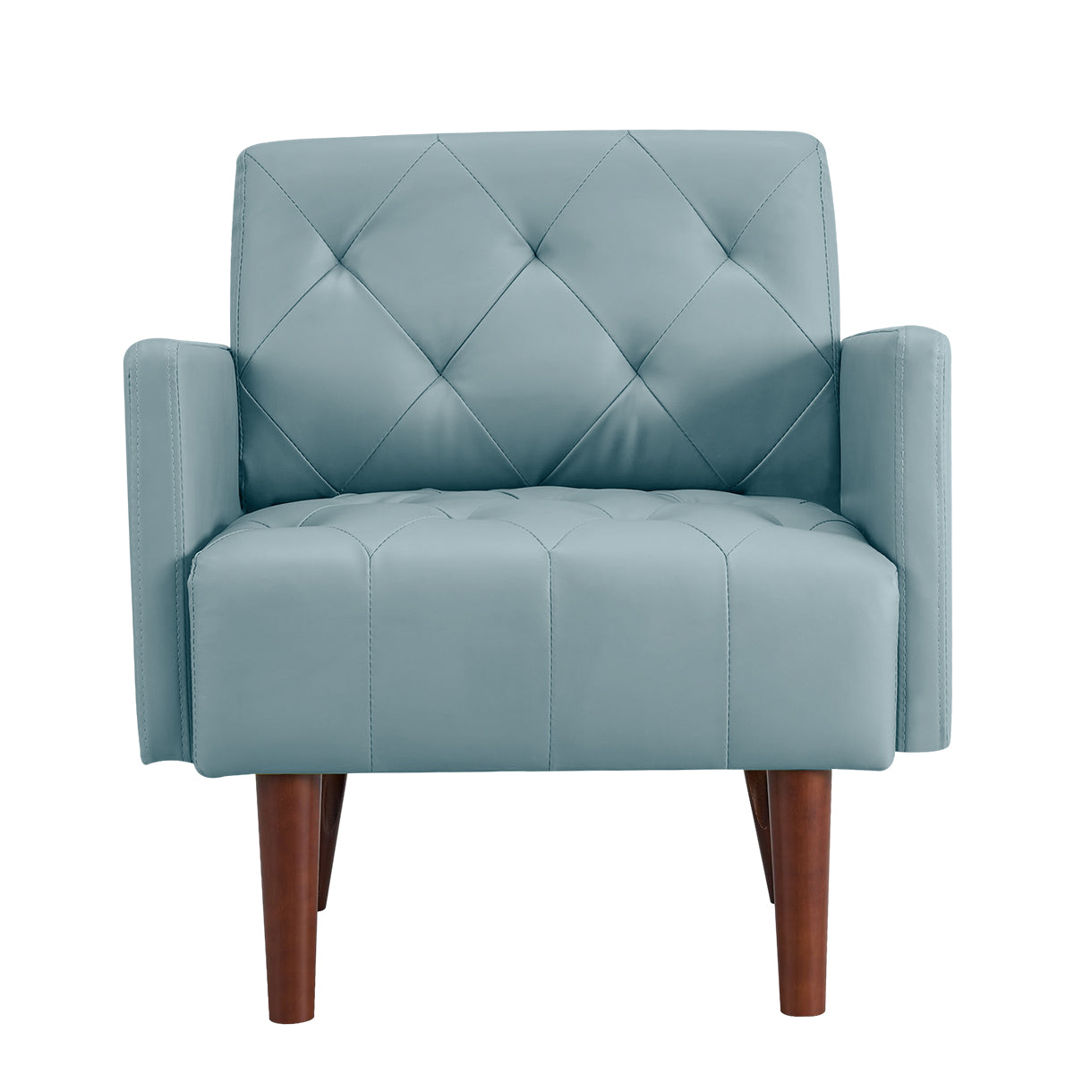 Kowilk PU Leather Accent Chair, Modern Single Sofa Chair for Living Room and Bedroom, Upholstered Lounge Armchair Chair with wood Legs(Blue)