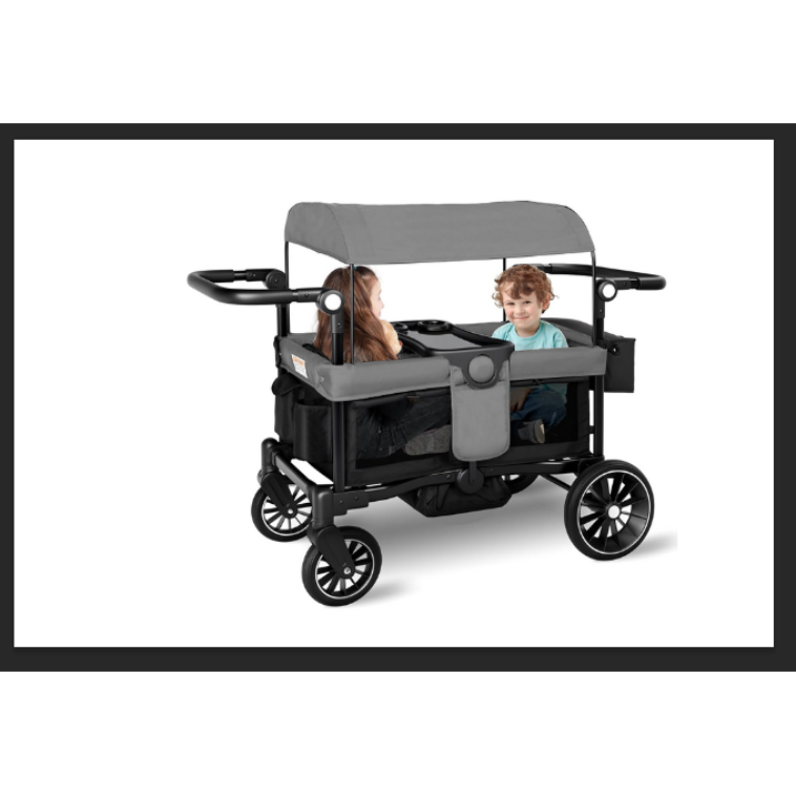 AILEEKISS Wagon Stroller for 2 Toddler 6 Months+, Collapsible Stroller Wagon with Canopy, Dark Grey