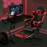 Luxvie Gaming Chair with Footrest High Back Office Chair with Headrest&Massage Lumbar Support Swivel Ergonomic Gaming Chair for Adults, Red