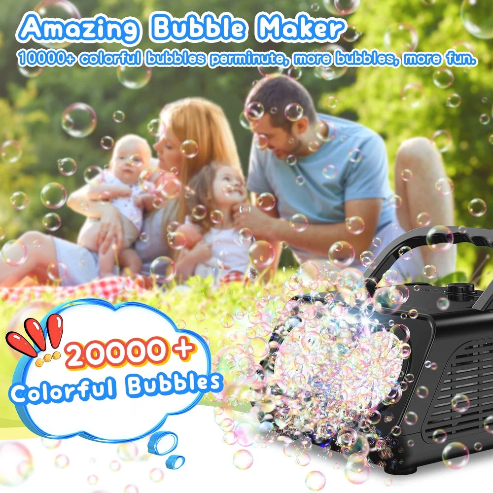 JoyStone Upgraded Bubble Machine, Automatic Bubble Machine for Kids 20000+ Bubbles Per Minute with 2 Fans, Bubble Maker for Outdoor Indoor Birthday Wedding Party, Black