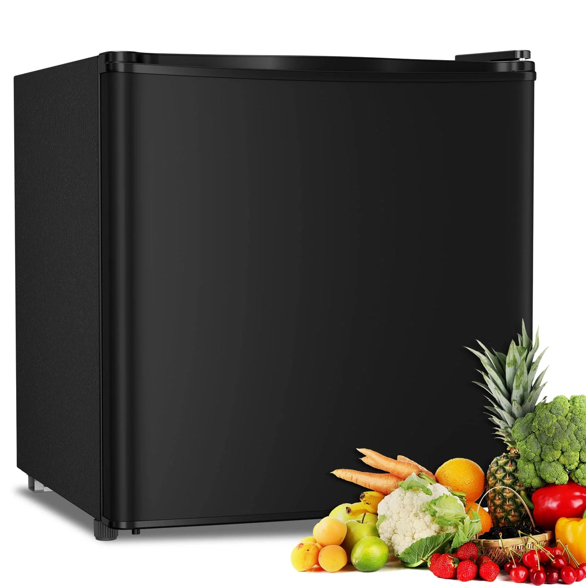 1.6 Cu ft Compact Single Door Refrigerator - Energy Efficient, Reversible Door, Perfect for Home, Office, or Dorm, Black