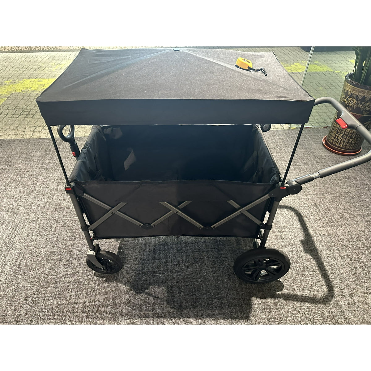 GVDV Stroller Wagon for 2 Kids, 330lbs Capacity, All-Terrain Wheels, Removable Canopy, Parent Organizer, Adjustable Handlebar, 2 Cup Holders, Black