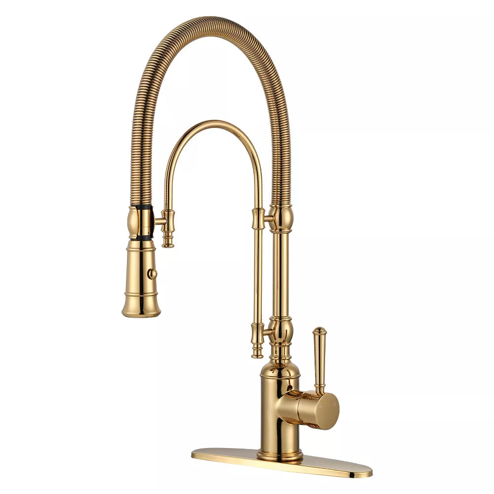 WOWOW Single Handle High Arc Pull Down Sprayer Kitchen Faucet
