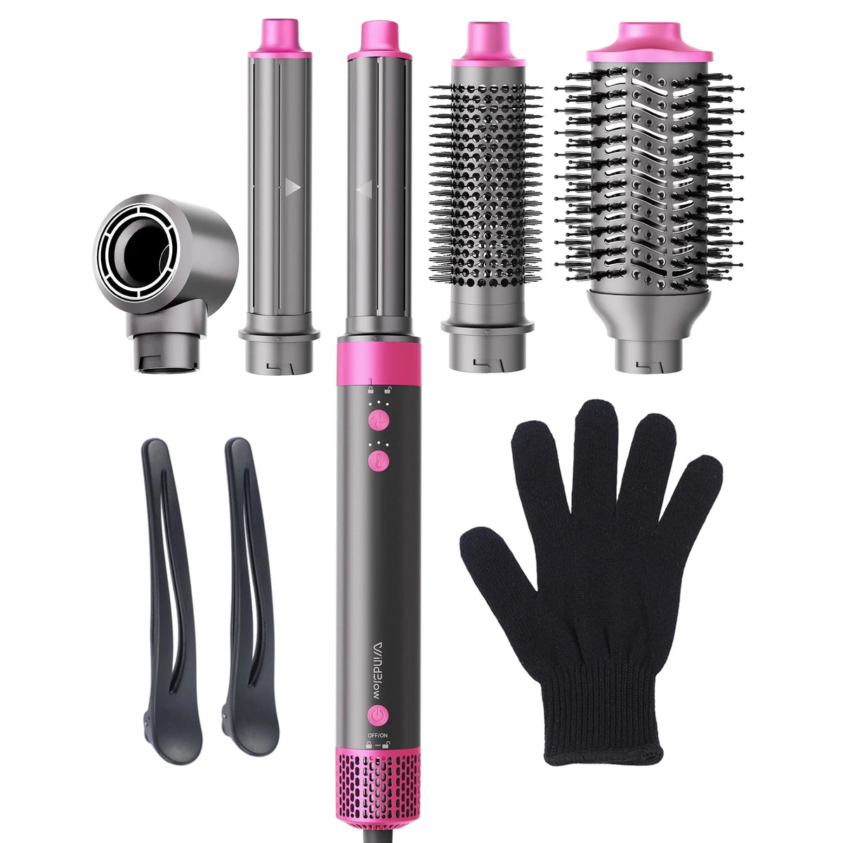 WindBlow 5 in 1 Hot Air Brush, High Speed Hair Dryer Brush Set with Negative Ion