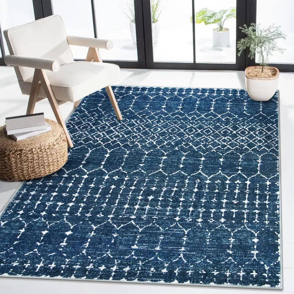 Lahome Moroccan Geometric Area Rug– Washable Non-Slip Low-Pile Carpet for Living Room, Bedroom,Office,Kitchen,Nursery,or Dining Room