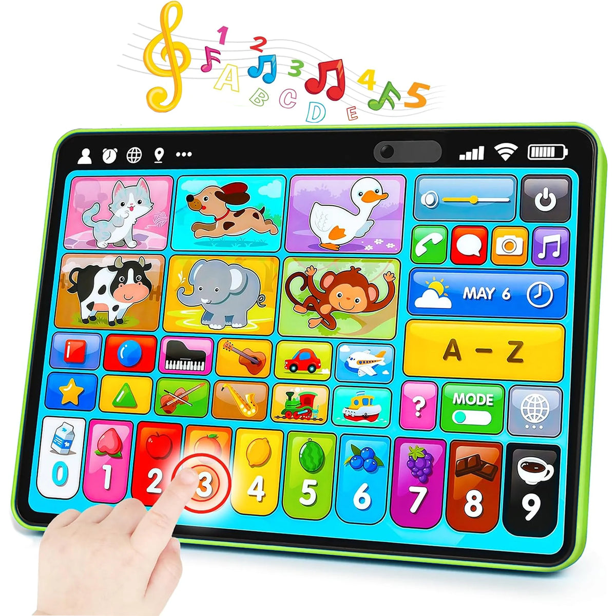 Richgv Kids Learning Tablet Trilingual Learning Pad, Educational Montessori Toy Interactive Musical Toys for 1 Year Boys Girls