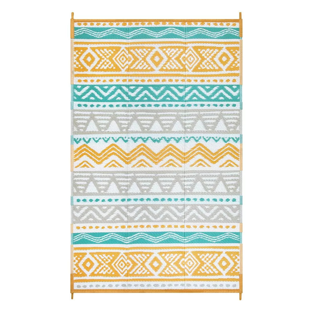 Lahome Waterproof Outdoor Reversible Boho Plastic Straw Mat for Patio,Balcony,Deck