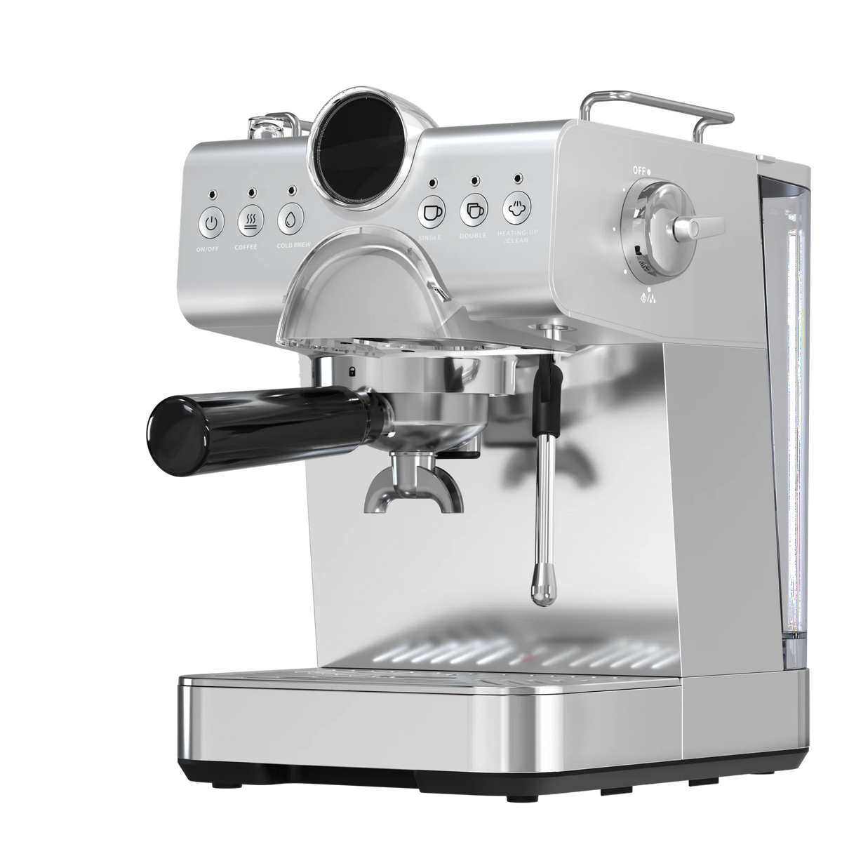 Auseo Pro Espresso Machine with Cold Brew & Milk Frother, 20-Bar Pressure Coffee Maker, Smart LED Display & Compact Stainless Steel Design for Lattes/Cappuccinos