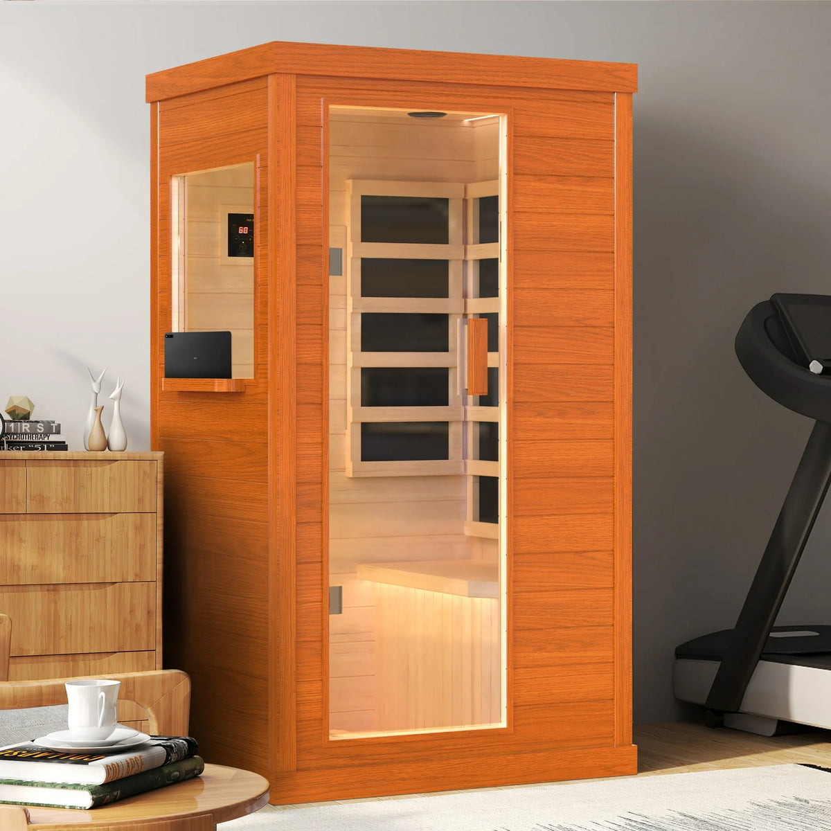 Segmart Infrared Sauna, Home Sauna Spa for 1 Person, 900W Far Infrared Sauna Room with 5 Heating Panels(Foot sole can be individually controlled for temp), Tablet Holder, Speakers, Ambient Lights