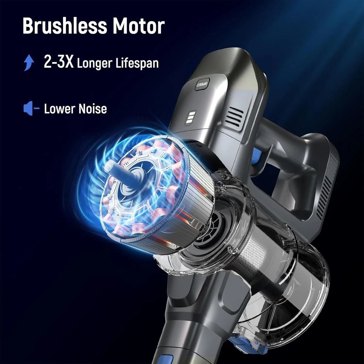Lazyswan Cordless Stick Vacuum Cleaner Lightweight Vacuum for Pet Hair, Hardwood Floors, Carpet