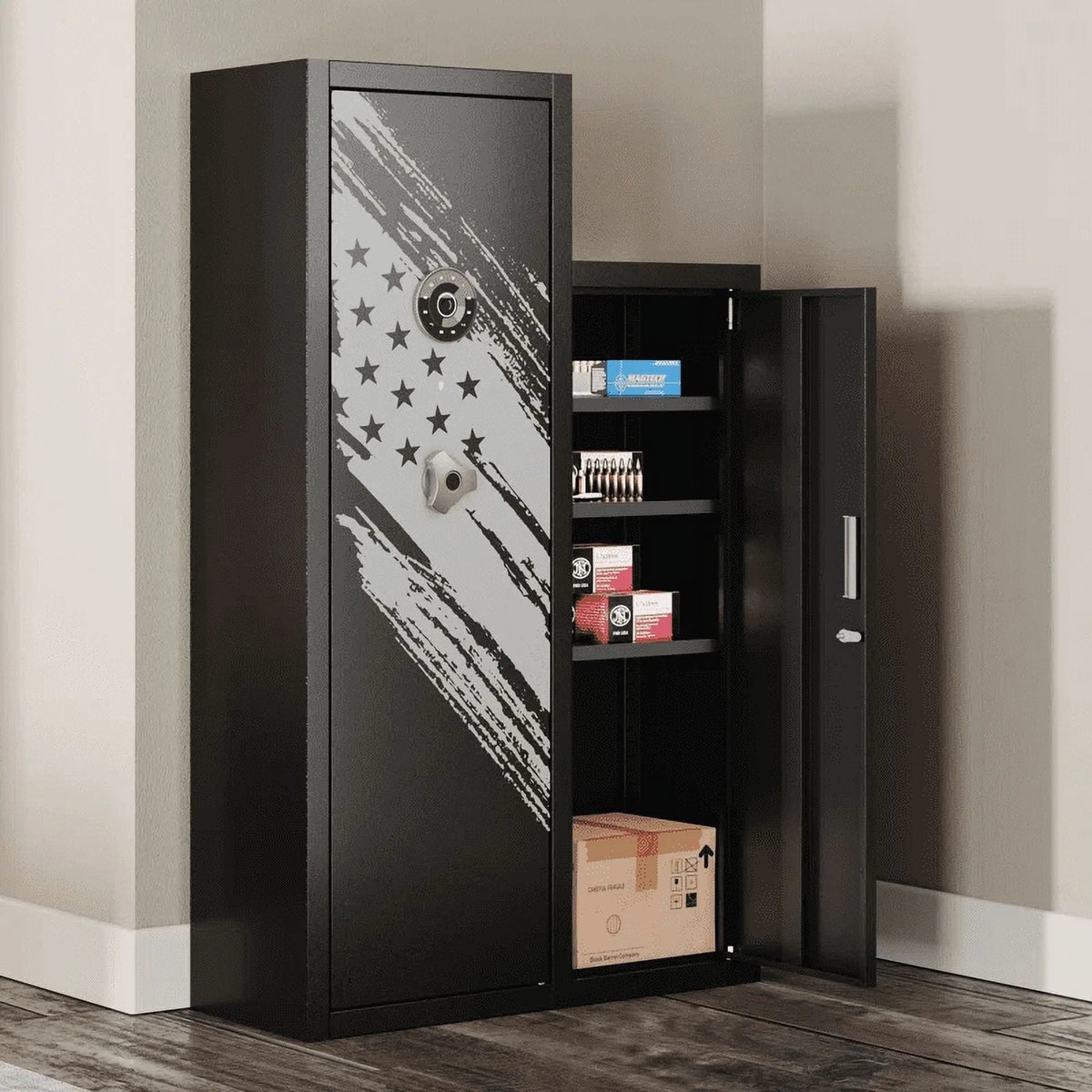 KAER 8 Gun Safe,Gun Safe for Rifles and Pistols,Large Gun Cabinet,Rifle Safe for Home, Gun Safes & Cabinets for Rifles and Shotguns and Handguns with Gun Locker ,Removable Shelf and Gun Rack