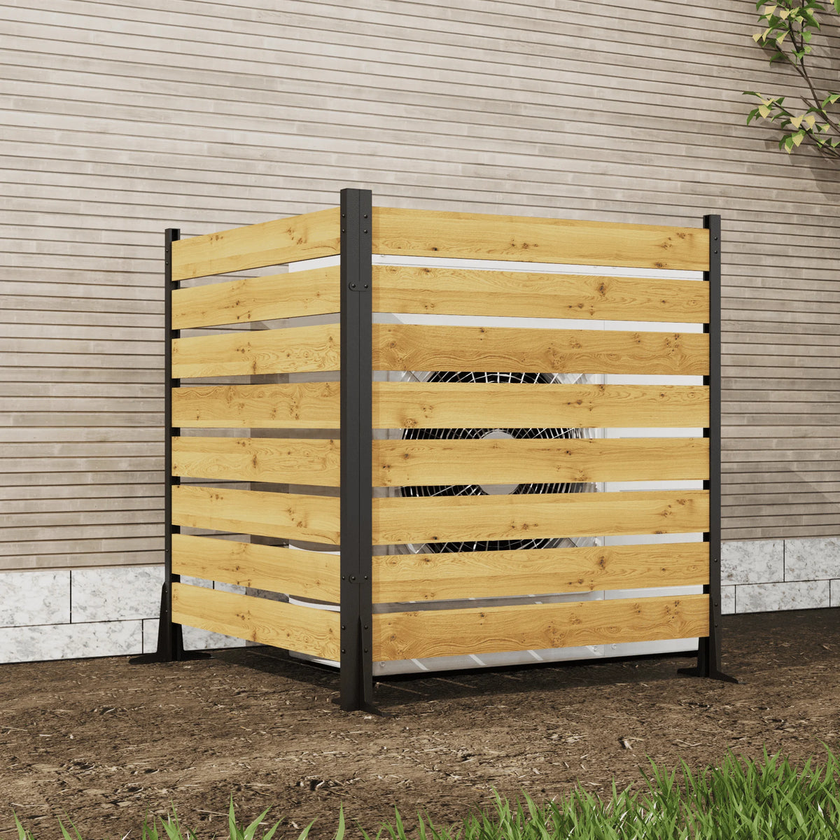 Prilinex 55"H x 38.5"W (2 Panels) Cedar Wood Privacy Screen outdoor fence privacy screen for Pool Equipment Enclosure Trash Can Enclosures Air Conditioner Fence