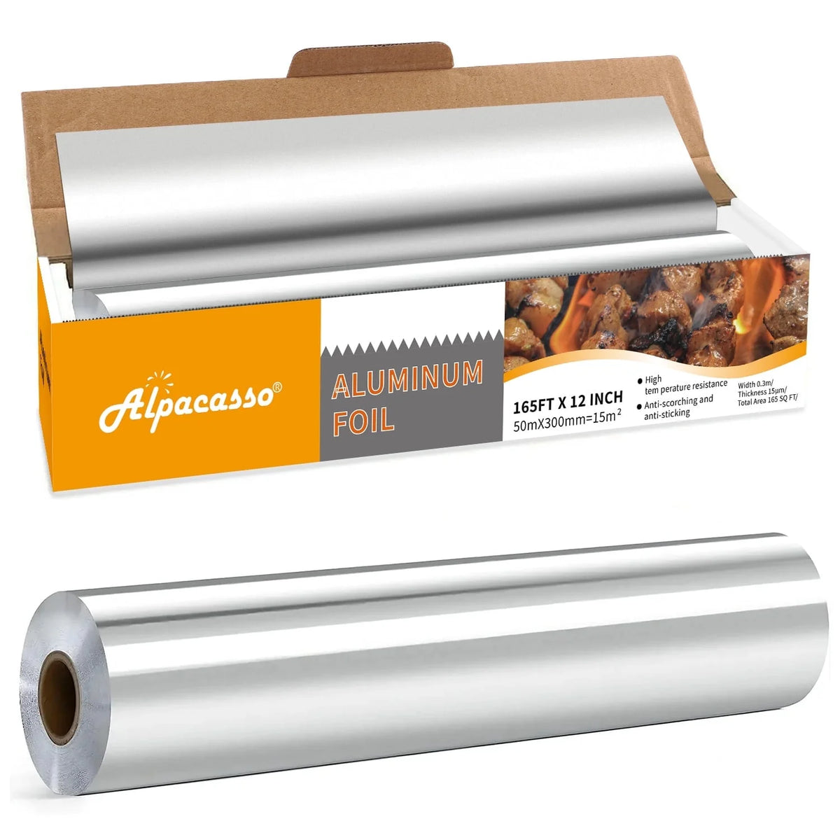 Alpacasso Aluminum Foil ,Aluminum Foils Roll with Serrated Cutter,12inx165SQ.FT