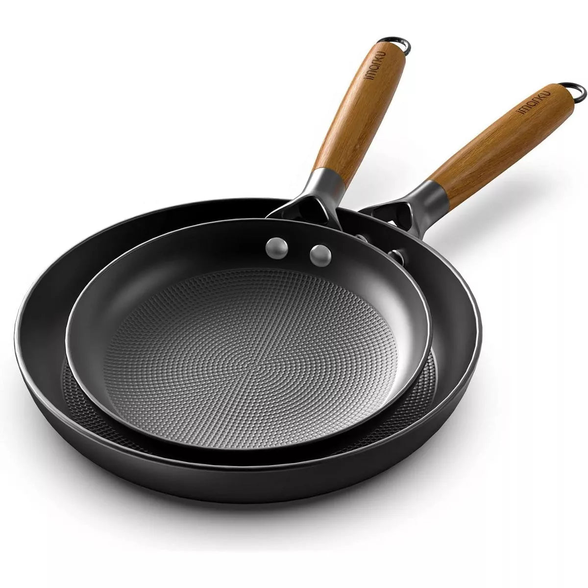 imarku Non Stick Frying Pan - 8 &10 inch Frying Pan Nonstick Set, Honeycomb Lock Oil Cast Iron Skillets, Induction Compatible, Detachable Handle Pans