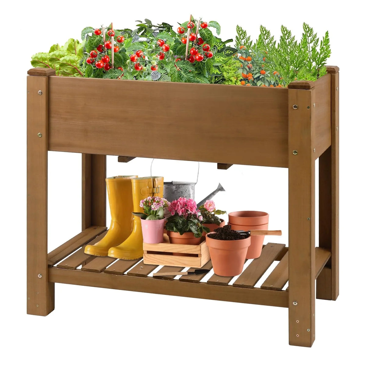 PETSCOSSET Raised Garden Bed Wooden Elevated Planter Box with Legs, 33.46 X 17.9 X 29.72 in