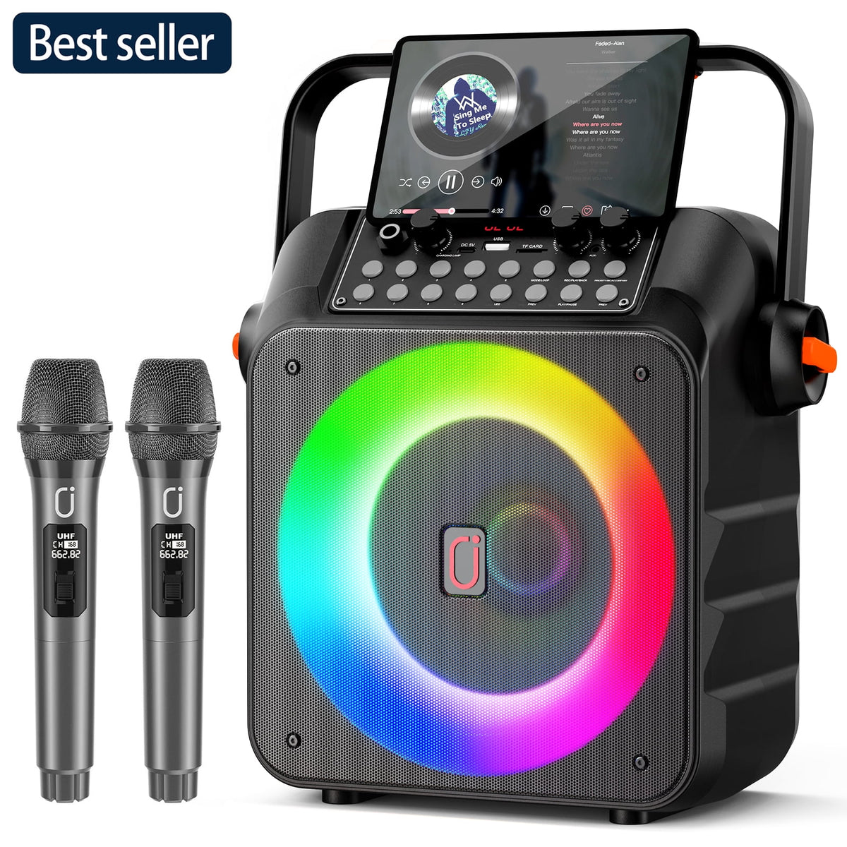 FanFun Bluetooth Speaker, 20W Powerful Sound and Deep Bass Party Speaker with 2 Microphones, 8H Playtime Portable Speaker for Home Outdoor and Party