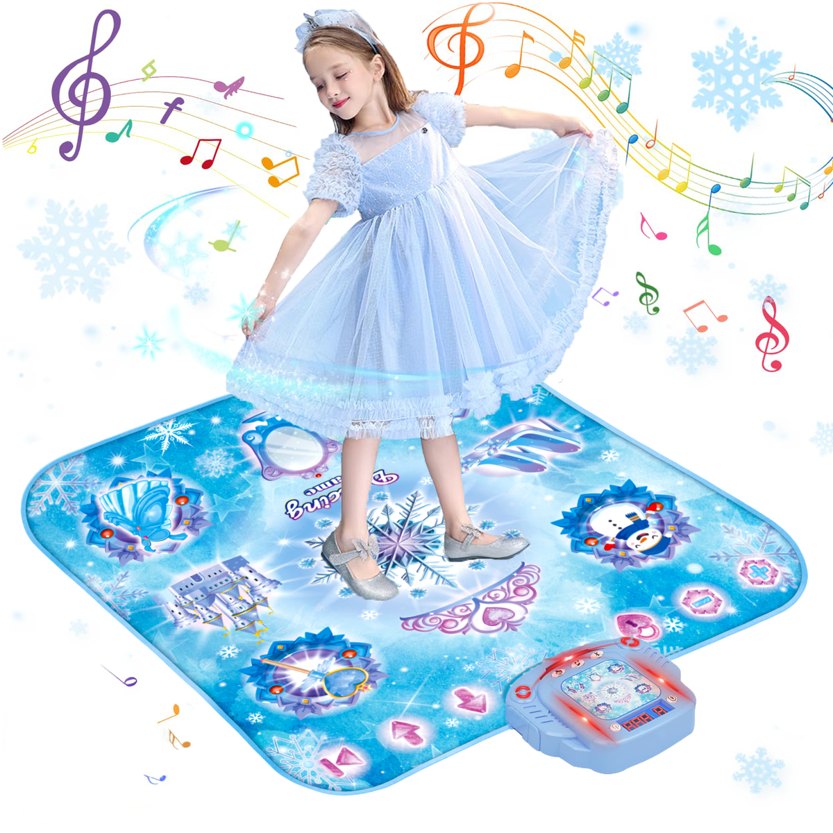 Richgv Kids Dance Mat, 8-Button Light up Dance Pad with Wireless Bluetooth, Musical Dance Game Toy Christmas Gift for Girls Boys 3-12 Year