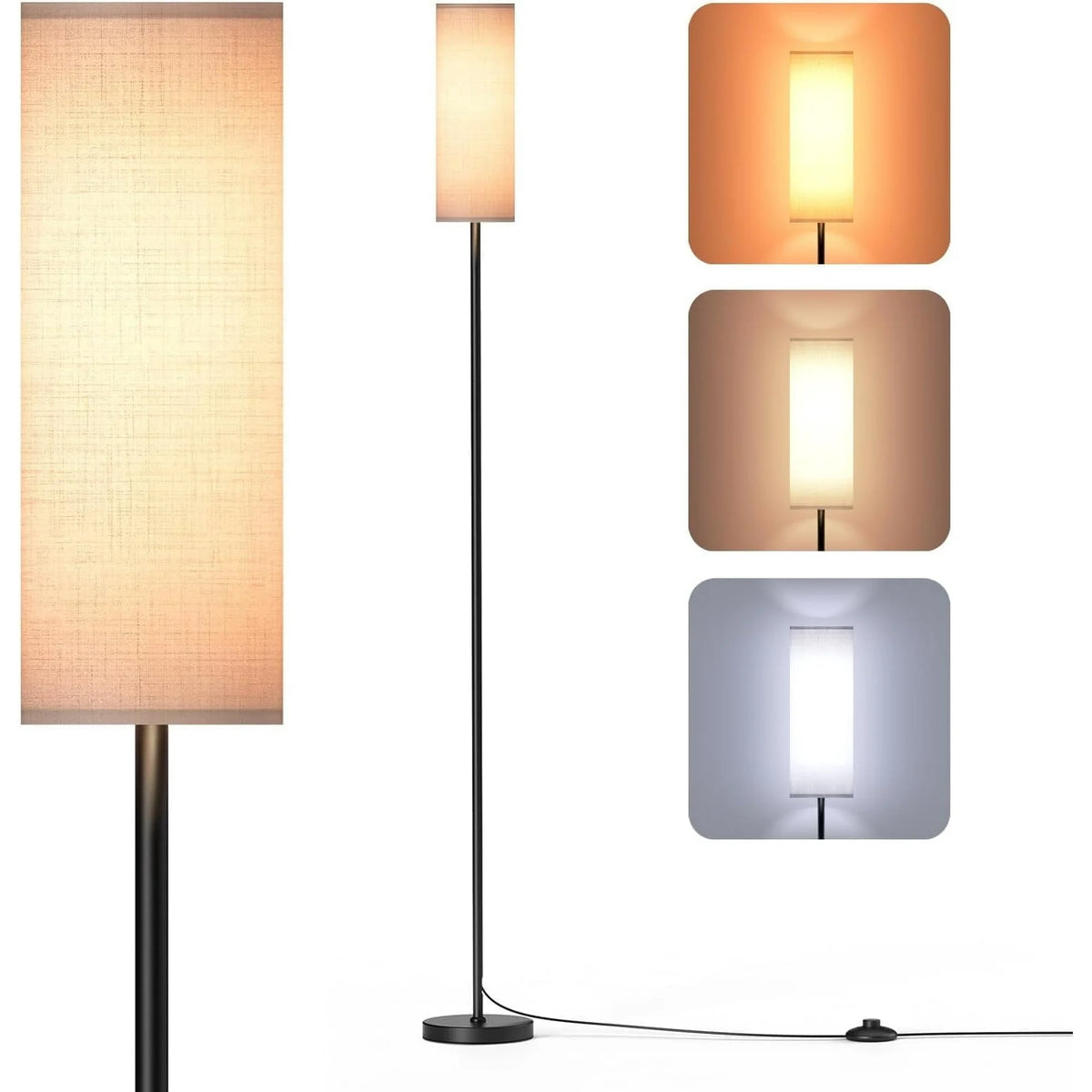 CAALOGT Floor Lamp, Modern Standing Lamp with 3 Color Temperatures, Foot Switch, for Living Room, Bedroom (9W LED Bulb )