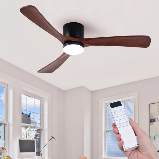 HUMHOLD Wood Ceiling Fan with Lights and Remote for Bedroom, Living Room
