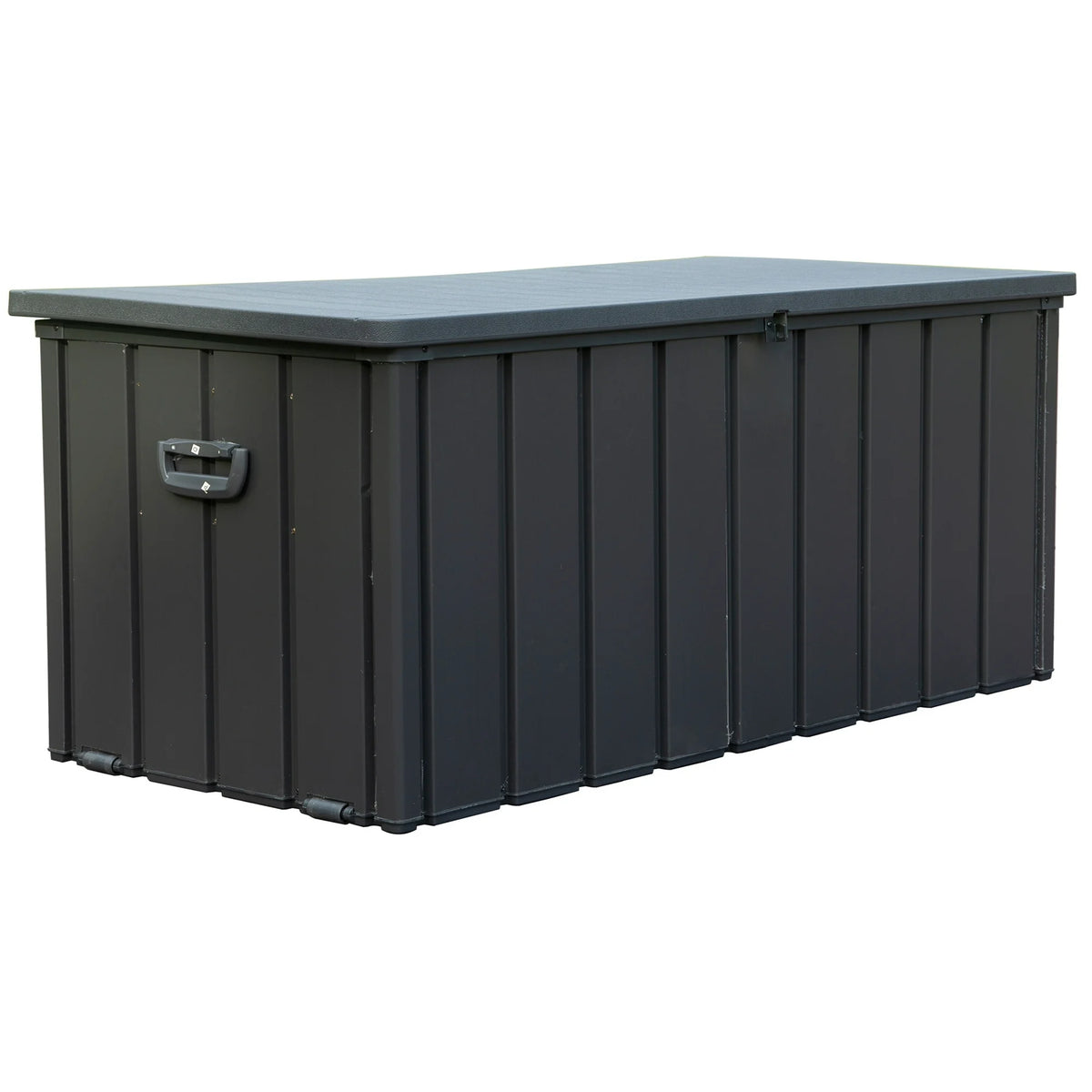 100 Gallon Resin Deck Box, Outdoor Lockable Storage Container for Patio Cushions, Garden Tools, Pool Supplies, Toys, Waterproof and UV Resistant, Dark Gray