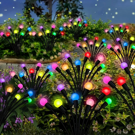 2PK Solar Lights Outdoor, Firefly Swaying Lighting for Yard Patio Pathway Decoration, Multiple Colors